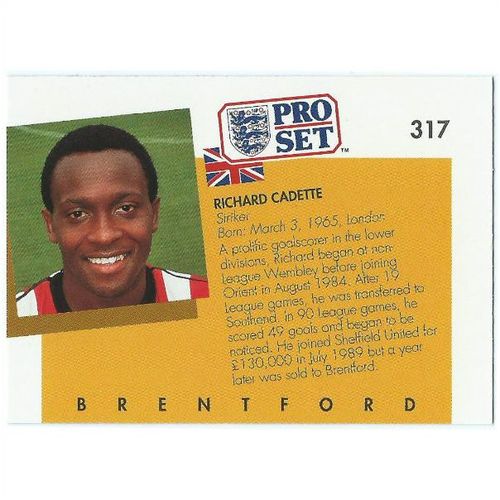 1990/1991 Pro Set Footbal - #317 - Richard Cadette