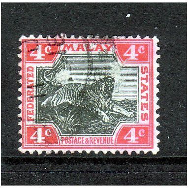 MALAYSIA 1904 SG36d 4c BLACK AND ROSE FINE USED#2