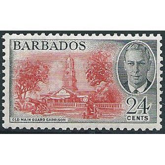 Barbados 1950 SG278 24c Scarlet & Black Light Mounted Mint ... .