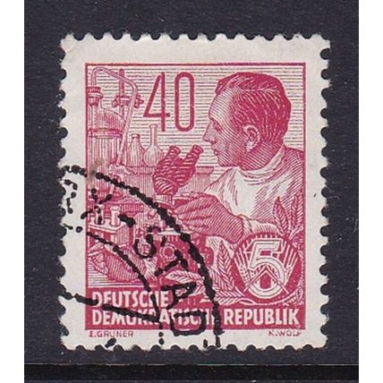 EAST GERMANY DDR 1953 5 YEAR PLAN LINE TYPE 40pf RED VALUE USED SG E169