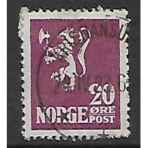 NORWAY 1926 NEW LION 20 ORE PURPLE SG 189 FINE USED#2