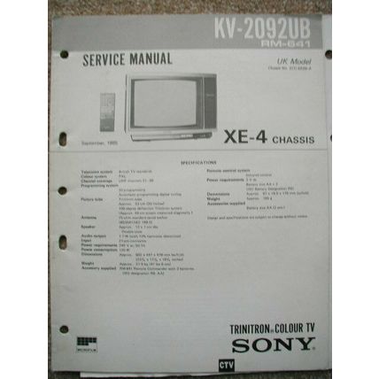 Sony KV-2092UB Service Manual - ** NO Schematics **