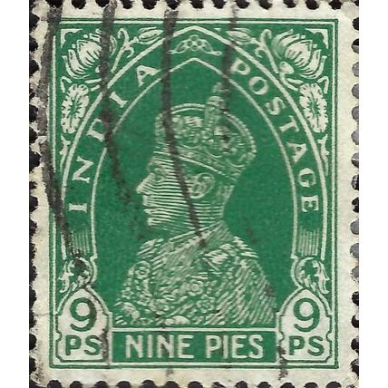 INDIA, King George VI, Imperial Crown of India, green 1937, 9pies, #2