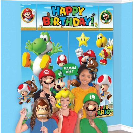 Super Mario Scene Setters With Photo Props Birthday Photography Decorations Set