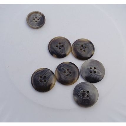 6 Tan Gray Black Coat Buttons 1 Inch 25mm 4 Hole Large 019