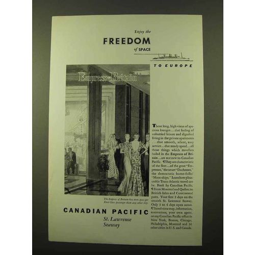 1933 Canadian Pacific Cruise Ad - Freedom of Space