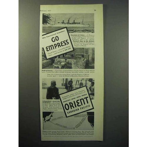 1933 Canadian Pacific Cruise Ad - Go Empress