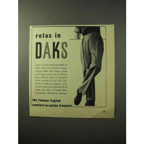 1950 Daks Trousers Ad - Relax in Daks