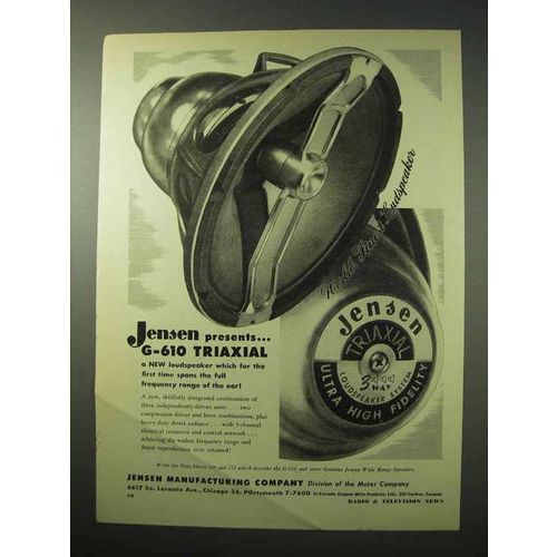 1950 Jensen G-610 Triaxial Loudspeaker Ad