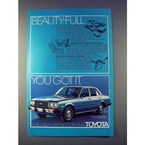 1977 1/2 Toyota Corona Car Ad - Beauty-Full