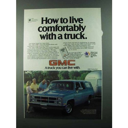 1984 GMC Suburban Ad - Live Comfortably With a Truck