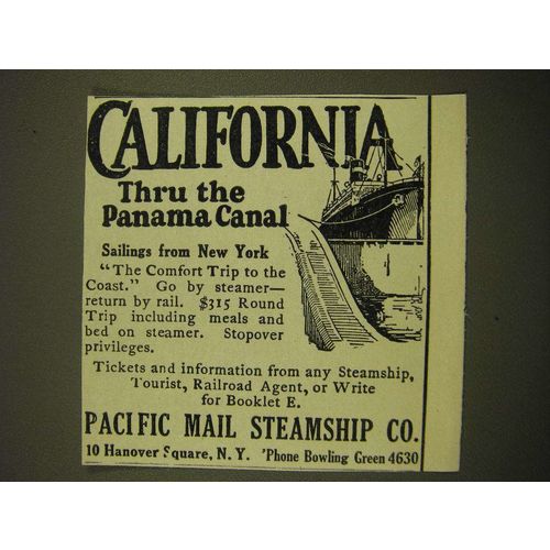 1924 Pacific Mail Steamship Co. Ad - California Thru the Panama Canal