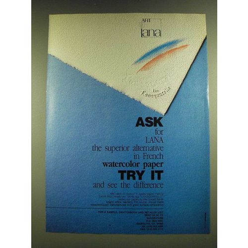 1990 Lana Watercolor Paper Ad - Ask for Lana the superior alternative in French