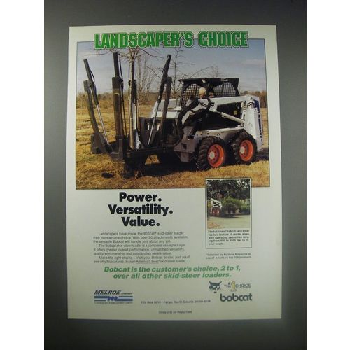 1990 Melroe Bobcat Skid-Steer Ad - Landscaper's Choice Power. Versatility. Value