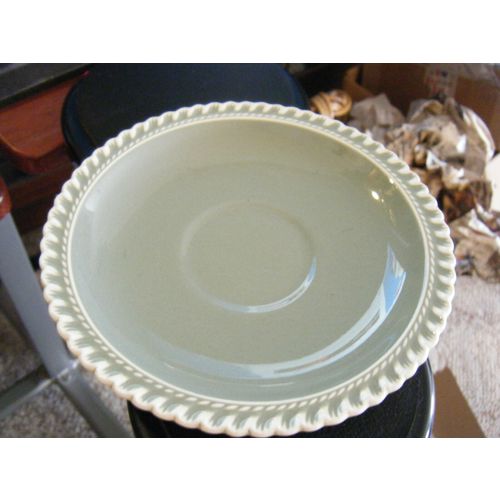 Harker Ware Pottery Pate Sur Pate Green Saucer Plate