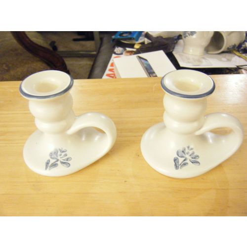 Vintage Pair of Pfaltzgraff Yorktowne Candle Holders