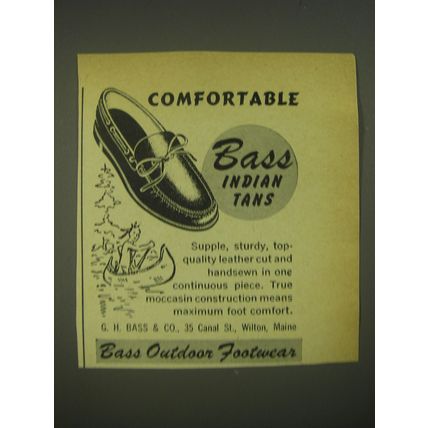 1952 Bass Indian Tans Shoes Ad - Comfortable