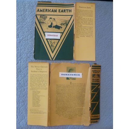 FIRST 1st EDITION AMERICAN EARTH by ERSKINE CALDWELL1931 HARDCOVER DUST JACKET