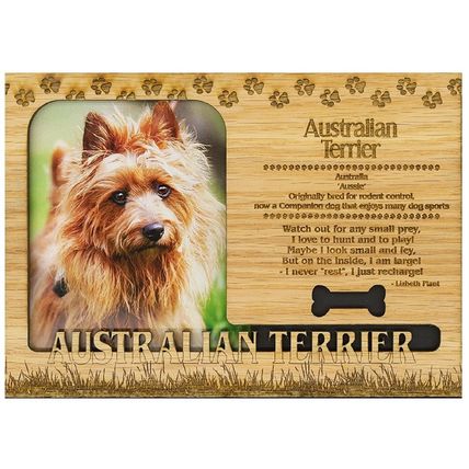 Australian Terrier Engraved Wood Picture Frame Magnet