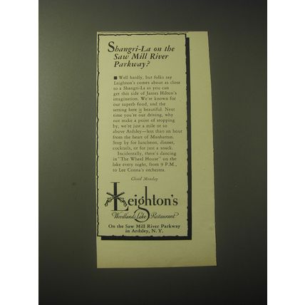1948 Leighton's Restaurant Ad - Shangri-La on the Saw Mill River Parkway?