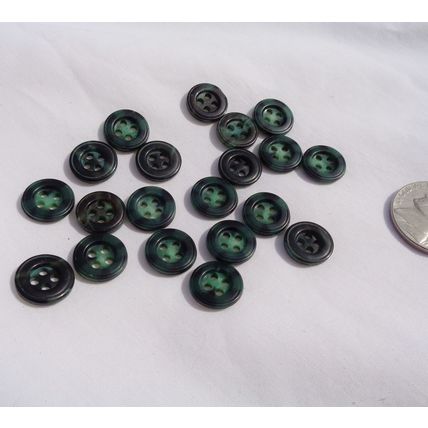 TT20 20 Black Green Mottle Shirt Buttons 12mm 7/16 Inch 4 Hole Crafting