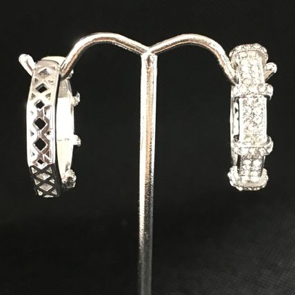 Earrings 18k White Gold Filled Zircon Hoops Reversible #311 USA Seller