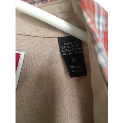 Wrangler Men's Orange Plaid Shirt Button Down Shirt Wrinkle Resistant Collar