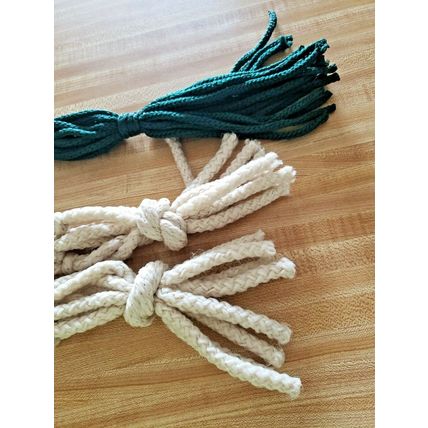 Macramé Vintage Plant Hangers 2 Cream 1 Green with Metal Rings