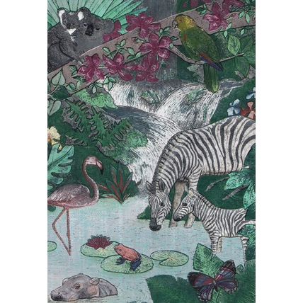 Zebra Metallic Stunning 3D Silver Shine Postcard