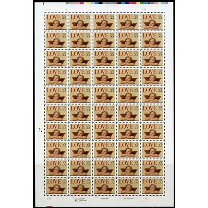 Charub Love 55 Cent Stamps Sheet of Fifty Scott 2958