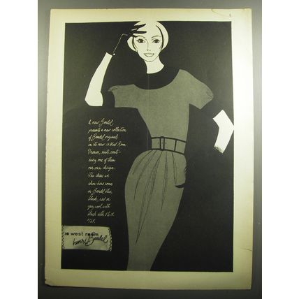 1957 Henri Bendel Fashion Ad - Bendel presents a new collection of originals