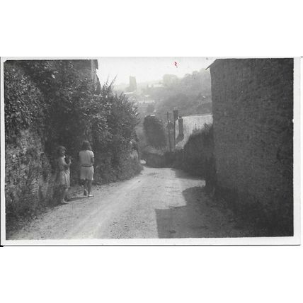 Unknown Location - Two Young Girls Walking Down a Lane - Postcard (198RP)