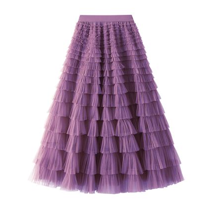 Mesh Cake Skirt Spring/Autumn Women's New Skirt Mesh Skirt Pleated Long Skirt