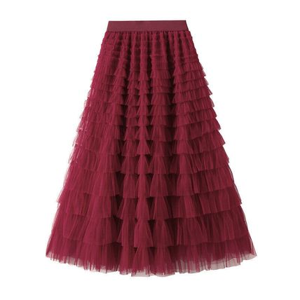 Mesh Cake Skirt Spring/Autumn Women's New Skirt Mesh Skirt Pleated Long Skirt
