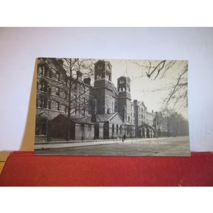 CHELSEA BARRACKS, LONDON used vintage postcard RP by C. Degen 1933 pm =