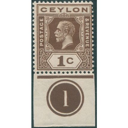 Ceylon 1919 1c brown SG301 unused