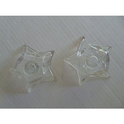 Candle Holders - Vintage 5-point Star-Shaped Clear Glass Taper Candle - Set Of 2
