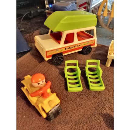 Old Vintage Fisher Price Play Family Car & Camper # 992 100% Complete 1980
