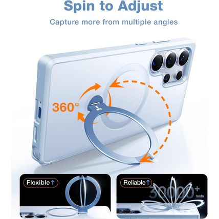 TORRAS 360° Spin Magnetic Stand for Samsung Galaxy S25 Ultra Case, Fit for Magsa