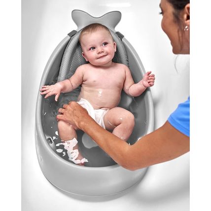 Skip Hop Infant Bath Tub 3-Stage Grow with Baby Smart Sling MOBY Bathtub Grey Ag
