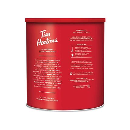 Tim Hortons Original Blend, Medium Roast Ground Coffee, Canada’S Favorite Coffee