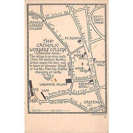 Worcester College : The Catholic Workers' College map postcard
