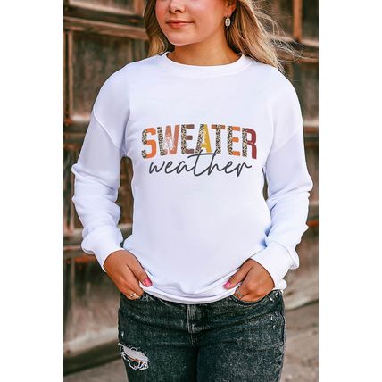 White Sweater Weather Vibrant Monogram Sweatshirt