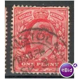 GB stamps 1902-10 KEV11 - 1d SG219 Bristol 1
