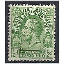 Turks & Caicos Islands 1922 SG163 1/2d Yellow-Green Mounted.Mint
