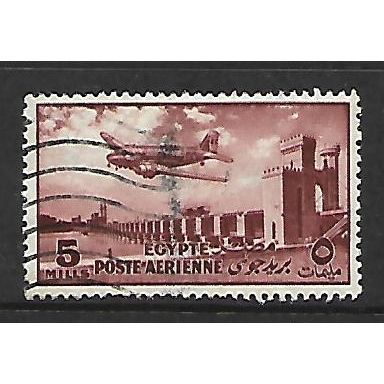 EGYPT 1953 AIR 5M BROWN DOUGLAS DAKOTA OVER DELTA BARRAGE SG433 FINE USED