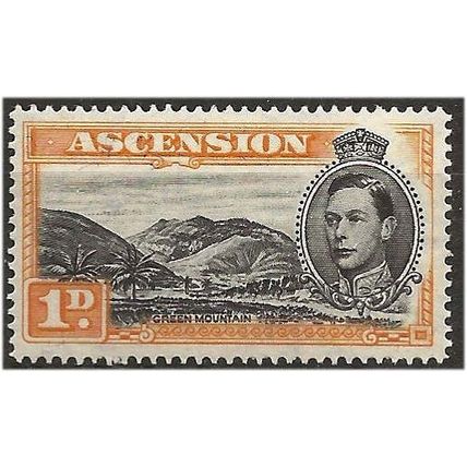 Ascension Island 1949 SG39c 1d Black & Yellow-Orange Perf 14 Mounted Mint .. ..