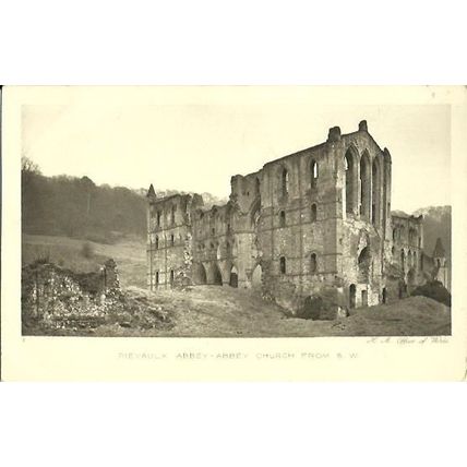 Yorkshire RIEVAULX ABBEY Church South West Postcard (HM Office of Works)