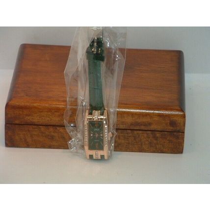 New Women’s Green & Gold Crystal Bezel Dress Watch