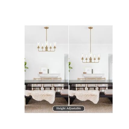 ADSENSTY 22 in. 5-Light Gold Contemporary Transitional Chandelier w/ Clear Glass